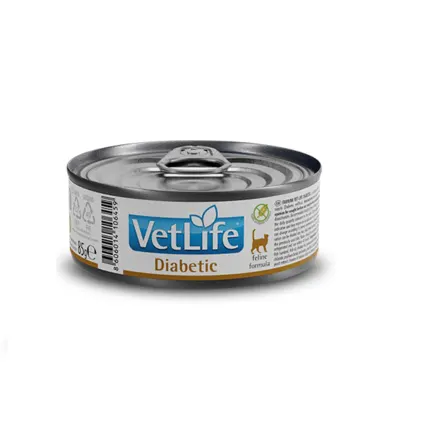 Вологий лікувальний корм для котів Farmina Vet Life Diabetic дієт. харчування, для контролю рівня глюкози в крові при цукровому діабеті, 85 г