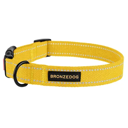 Нашийник для собак Bronzedog Сotton рефлекторний б/б брезент жовтий L: додаткове фото 3