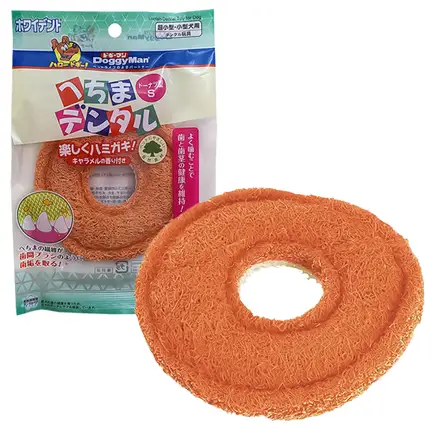 DoggyMan Loofah Doughnut ДОГГІМЕН ПОНЧИК ЛЮФА жувальна іграшка для чищення зубів собак Помаранчевий - бежевий