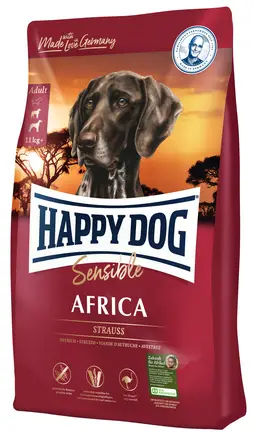 Сухий корм Happy Dog Sensible Africa д/дорослих собак при алергіях та харчовій непереносимості зі страусом та картопляними пластівцями (без злаків), 4 кг,3547