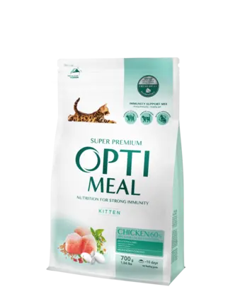 OPTIMEAL™. Повнораціонний сухий корм для кошенят - курка, 0,7 кг