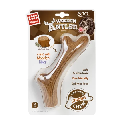 Іграшка для собак Ріг жувальний GiGwi Wooden Antler, дерево, полімер, M: додаткове фото 2
