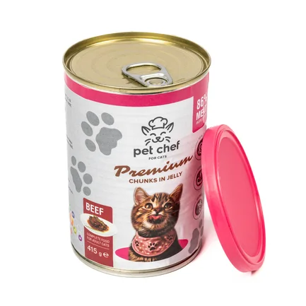 Корм вологий для дорослих котів Pet Chef, шматочки в желе з яловичиною 415 г: додаткове фото 3