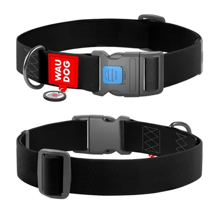 Нашийник для собак водостійкий WAUDOG Waterproof з QR паспортом, пластиковий фастекс, XXL, Ш 40 мм, Дов 46-70 см, чорний: додаткове фото 2