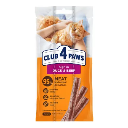 Club 4 Paws М'ясна паличка з качкою та яловичиною для котів 3 х 0,005кг