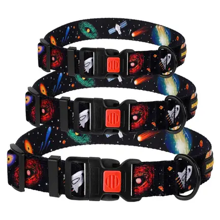 Нашийник для собак BronzeDog Urban Cosmos нейлоновий з пластиковою пряжкою Чорний L: додаткове фото 5