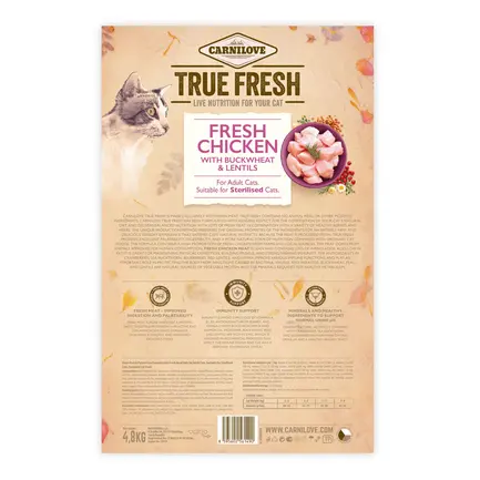 Сухий корм Carnilove True Fresh Cat для для дорослих котів, з куркою, 4,8 кг: додаткове фото 3
