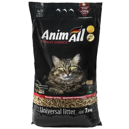 Деревний наповнювач AnimAll для котів, 7.5 кг