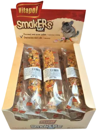 Колба Vitapol Smakers Box для шиншил, зі смаком фруктів і горіха, упаковка 12 шт