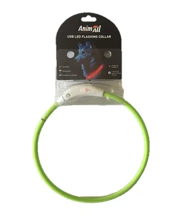 Нашийник AnimAll LED для собак, розмір L, 70 см, зелений