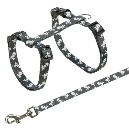 Шлейка з повідцем Trixie Skull для котів, нейлон, 27-45 см/10 мм (кольори в асортименті): додаткове фото 4