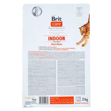 Сухий корм Brit Care Cat GF Indoor Anti-stress для котів, які постійно живуть у приміщенні, курка, 2 кг — Фото 2