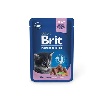 Вологий корм Brit Premium Cat pouch для кошенят, біла риба, 100 г — Фото 3