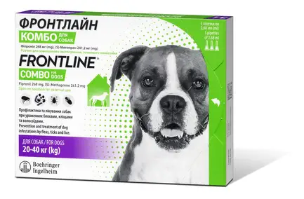 Краплі на холку Boehringer Ingelheim Frontline Combo для собак від 20 до 40 кг 3 піпетки: додаткове фото 3
