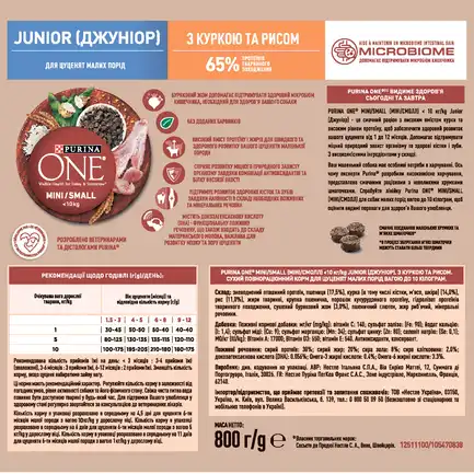 Сухий корм PURINA ONE Mini/Small Junior для цуценят дрібних порід з куркою 800 г: додаткове фото 5