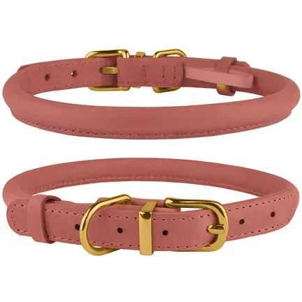 Нашийник для собак круглий шкіряний BronzeDog Crazy Персик S