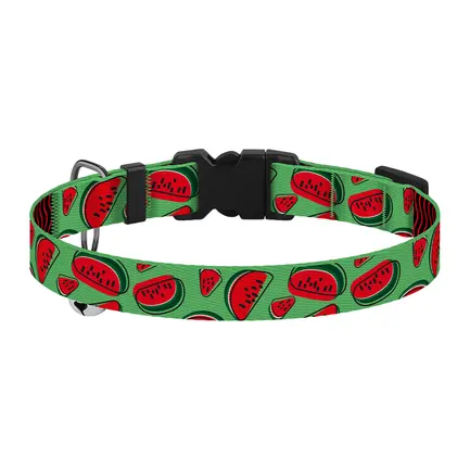 Нашийник для Котів BronzeDog Urban Fruits Нейлоновий з Пластиковою Пряжкою та Дзвіночком Кавун XS: додаткове фото 3