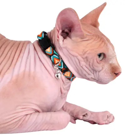Нашийник для Котів BronzeDog Urban Нейлоновий з Пластиковою Пряжкою та Дзвіночком Ромби XS: додаткове фото 5
