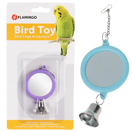 Flamingo Mirror Round+Bell ФЛАМІНГО КРУГЛЕ ДЗЕРКАЛО З ДЗВІНОЧКОМ іграшка для папуг 6 см