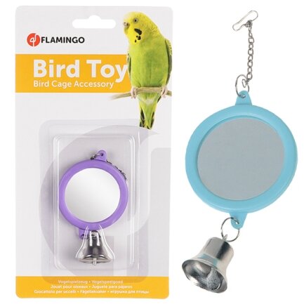 Flamingo Mirror Round+Bell ФЛАМІНГО КРУГЛЕ ДЗЕРКАЛО З ДЗВІНОЧКОМ іграшка для папуг 6 см