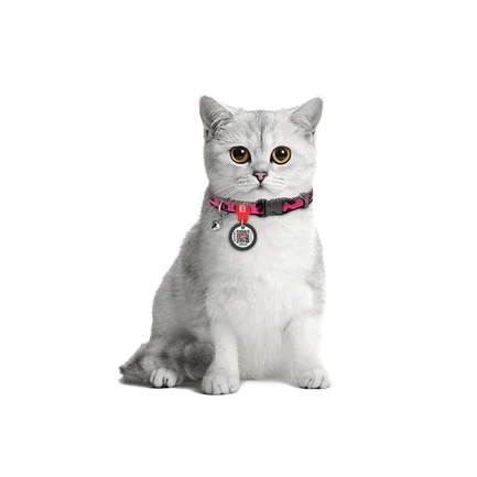 Нашийник для котів нейлоновий WAUCAT Nylon з QR паспортом, малюнок "Леопард рожевий", пластиковий фастекс, XS, Ш 10 мм, Дов 20-30 см: додаткове фото 3