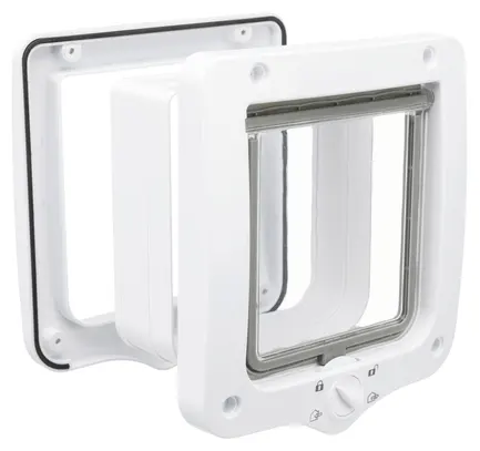 Двері Trixie для котів чотиристоронні з тунелем, 20 × 22 cм, білі, пластик