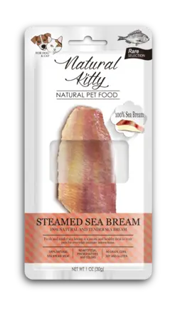 Natural Kitty Original Series STEAMED SEA BREAM Ласощі для котів та собак у вигляді шматочків морського ляща приготованих на пару 30г