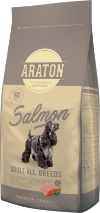 Повноцінний сухий корм з лососем для дорослих собак усіх порід ARATON SALMON Adult All Breeds 15кг