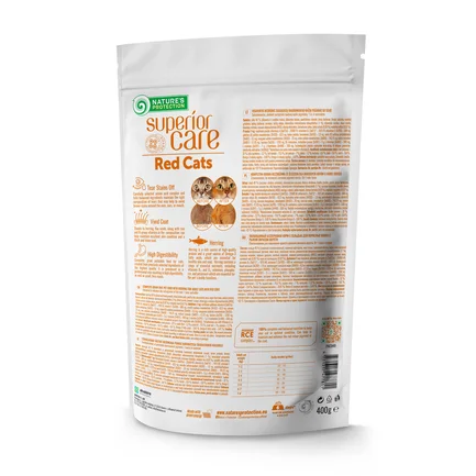 Nature's Protection Superior Care Red Cats Grain Free Herring Сухий беззерновий корм для дорослих котів із рудим і коричневим забарвленням з оселедцем, 400 г: додаткове фото 2