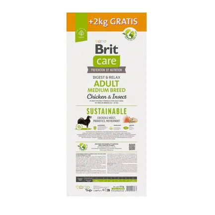 Корм Brit Care Dog Sustainable Adult Medium Breed для собак середніх порід, з куркою та комахами, 12+2 кг: додаткове фото 3