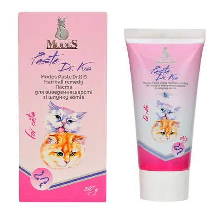 Паста Др. КІС Хеірболл (Paste Dr.KIS Hairball remedy) для виведення шерсті зі шлунку котів 50 г, MODES: додаткове фото 2