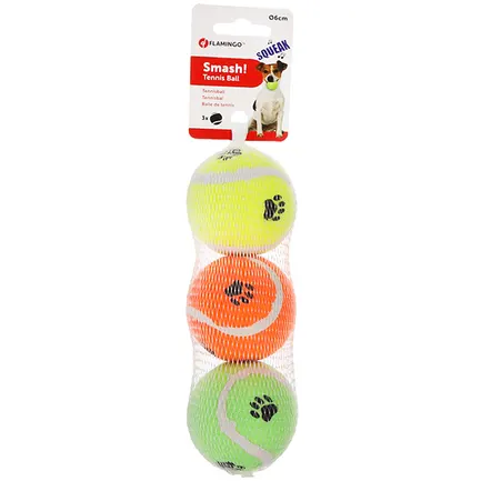 Flamingo Smash Tennis Ball ФЛАМІНГО СМЕШ тенісний м’яч 6 см з пищалкою іграшка для собак, набор 3шт. диаметр 6 см