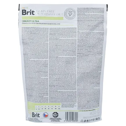 Сухий корм Brit GF VetDiet Cat Diabetes для котів, при цукровому діабеті, з куркою та горохом, 400 г: додаткове фото 5