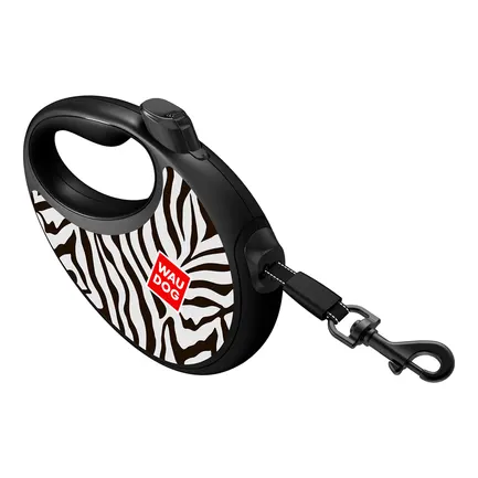 Повідець-рулетка для собак WAUDOG R-leash з контейнером для пакетів, малюнок "Зебра", світловідбивна стрічка, M, до 20 кг, 5 м: додаткове фото 5