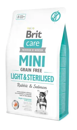 Сухий корм Brit Care GF Mini Light & Sterilised для дорослих собак дрібних порід із зайвою вагою або стерилізованих, з кроликом та лососем, 2 кг