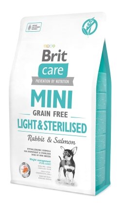 Сухий корм Brit Care GF Mini Light &amp; Sterilised для дорослих собак дрібних порід із зайвою вагою або стерилізованих, з кроликом та лососем, 2 кг