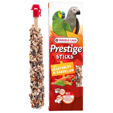 Versele-Laga Prestige Sticks Parrots Vegetables & Dandelion ВЕРСЕЛЕ-ЛАГА ПРЕСТИЖ ОВОЧІ ТА КУЛЬБАБА ласощі для середніх і великих папуг 2х70г 0,14 кг