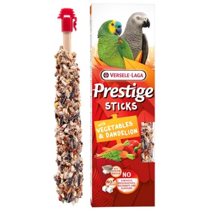 Versele-Laga Prestige Sticks Parrots Vegetables &amp; Dandelion ВЕРСЕЛЕ-ЛАГА ПРЕСТИЖ ОВОЧІ ТА КУЛЬБАБА ласощі для середніх і великих папуг 2х70г 0,14 кг