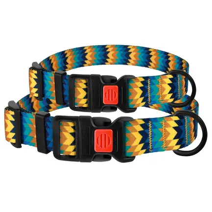 Нашийник для Собак BronzeDog Urban Зигзаг Нейлоновий з Пластиковою Пряжкою Жовто-Синій L: додаткове фото 3