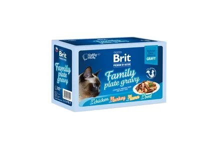 Корм вологий Brit Premium Delicate Fillets in Gravy Family Plate для котів Сімейна тарілка в соусі 12 шт x 85 г