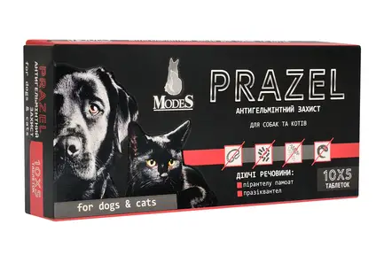 Празел (Prazel) антигельмінтні таблетки для собак і котів 10*5 таб., MODES