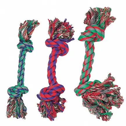 Flamingo Cotton Bone 2 Knots Mini ФЛАМІНГО МОТУЗЯНА КІСТКА МІНІ 2 вузли іграшка для собак 14 см, мини, 3 ед.
