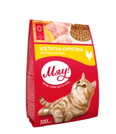 Мяу сухий корм для дорослих котів з куркою, 0,3 кг