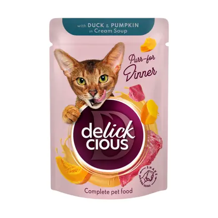DELICKCIOUS Смужки з качкою та гарбузом в крем супі, 0,085 кг