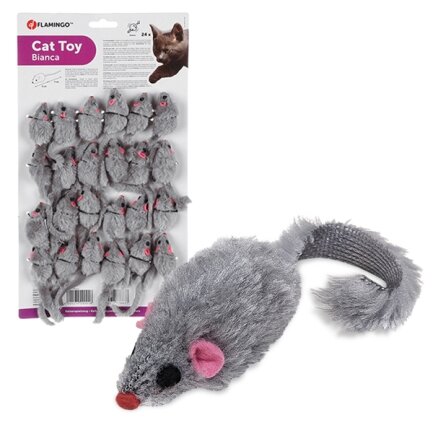 Flamingo Furry Mouse Grey ФЛАМІНГО МИША СІРА іграшка з брязкальцем і котячою м’ятою для котів 5 см 1шт (24шт. х уп.)