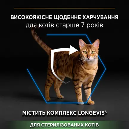 Сухий корм PRO PLAN Sterilised Senior 7+ Longevis для дорослих котів після стерилізації з індичкою 1,5 кг: додаткове фото 5