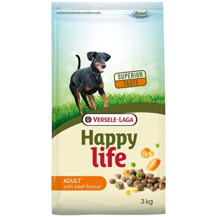 Happy Life Adult with Beef flavouring ХЕППІ ЛАЙФ ЯЛОВИЧИНА сухий преміум корм для собак усіх порід 3 кг