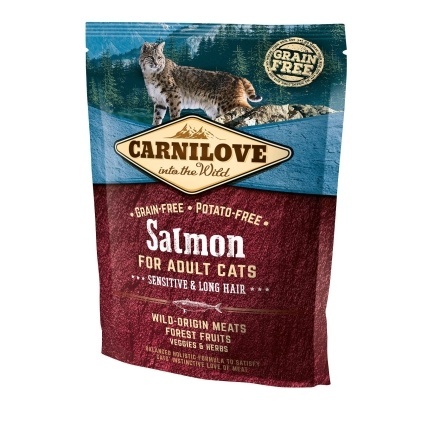 Сухий корм Carnilove Cat Sensitive &amp; Long Hair для котів з чутливим травленням, лосось, 400 г