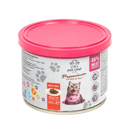 Корм вологий для дорослих котів Pet Chef, шматочки в желе М'ясний мікс 200 г: додаткове фото 3