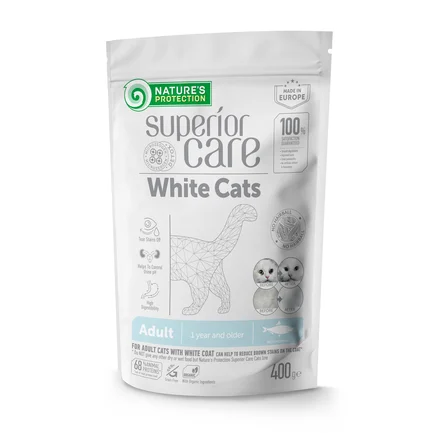 Nature's Protection Superior Care White Cats Grain Free Herring Сухий беззерновий корм для дорослих котів з білим забарвленням з оселедцем, 400 г